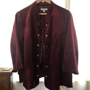Roz & Ali Burgundy Corduroy Blazer Jacket, Plus Size 2X